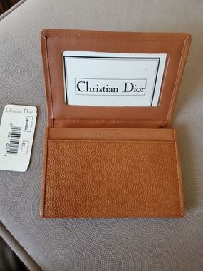 Dior Men's Brown Leather Card Holder Wallet New